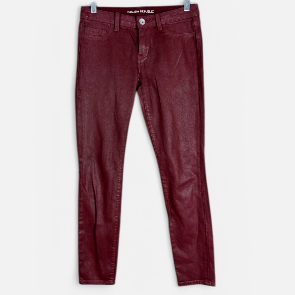 Banana Republic Skinny Ankle Jeans Womens Size‎ 25 Red Oxblood Coated Mid Rise